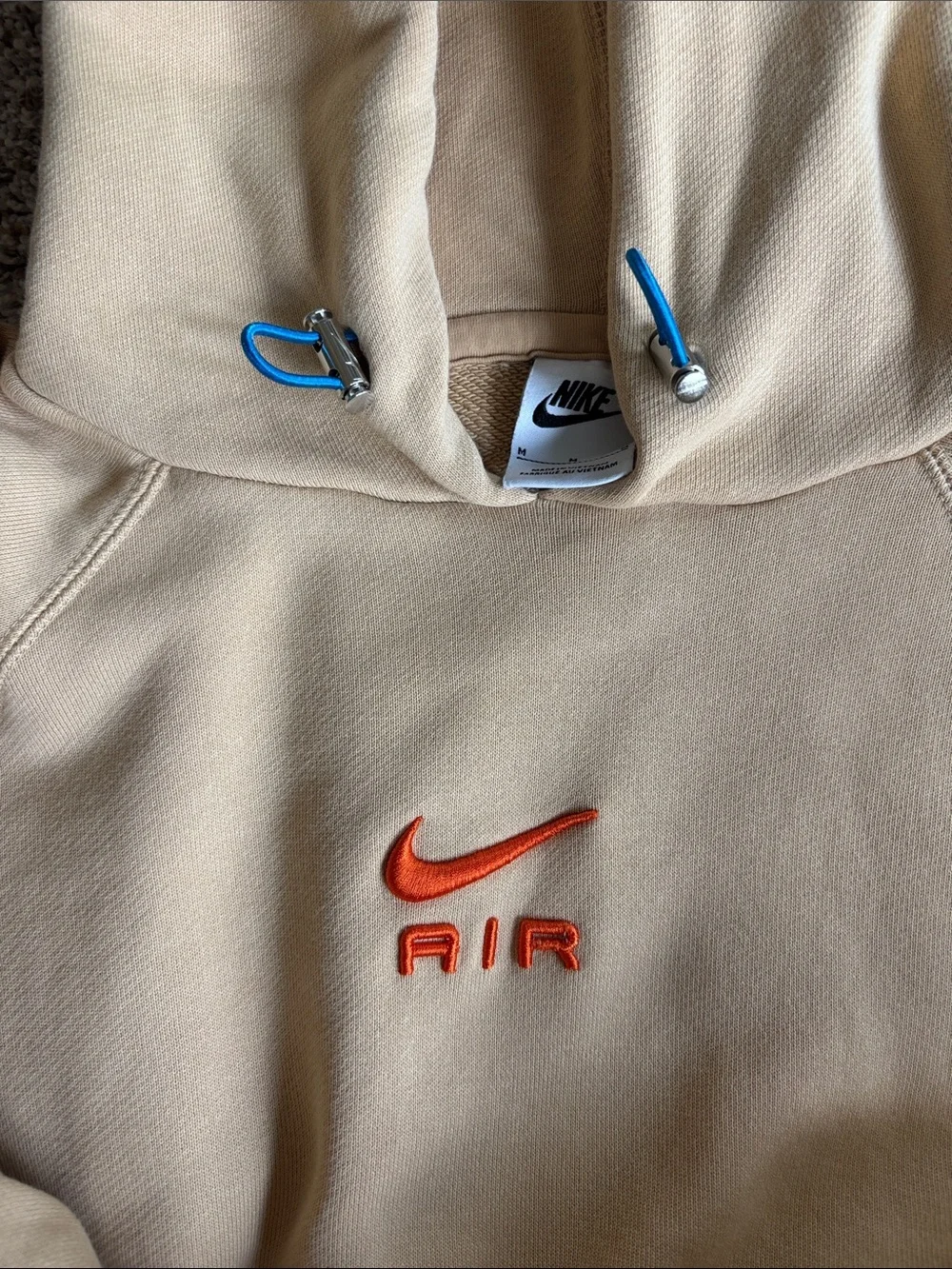 Nike Beige Hoodie with Orange Swoosh